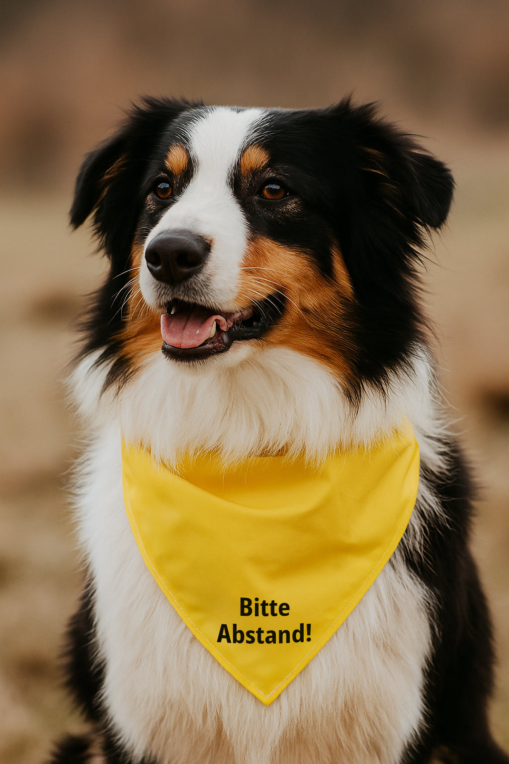 Signalhalstuch Gelb - "Bitte Abstand!" Für sensible Hunde