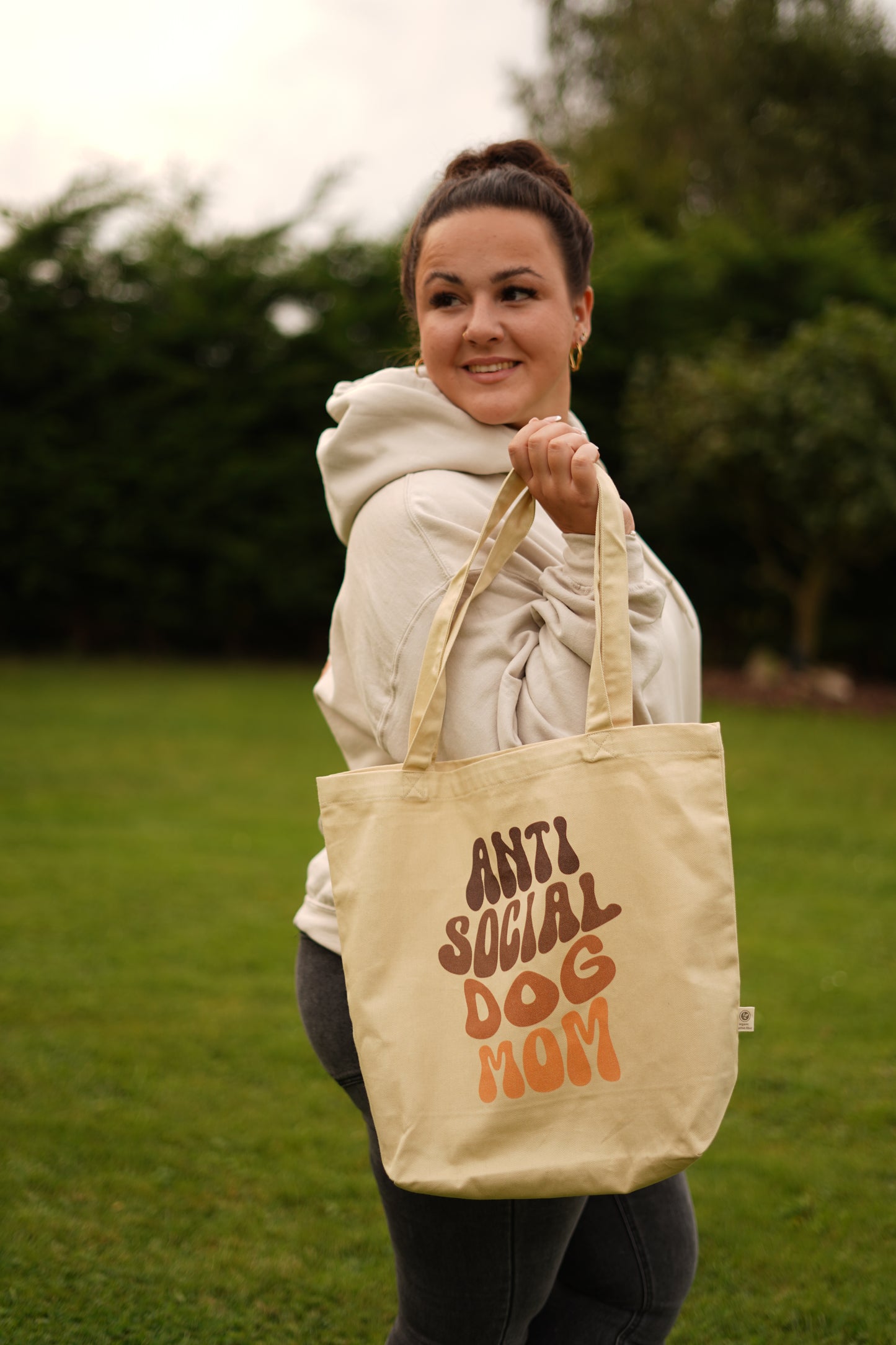 Premium Bio Bauwoll Tasche - Anti Social Dog Mom