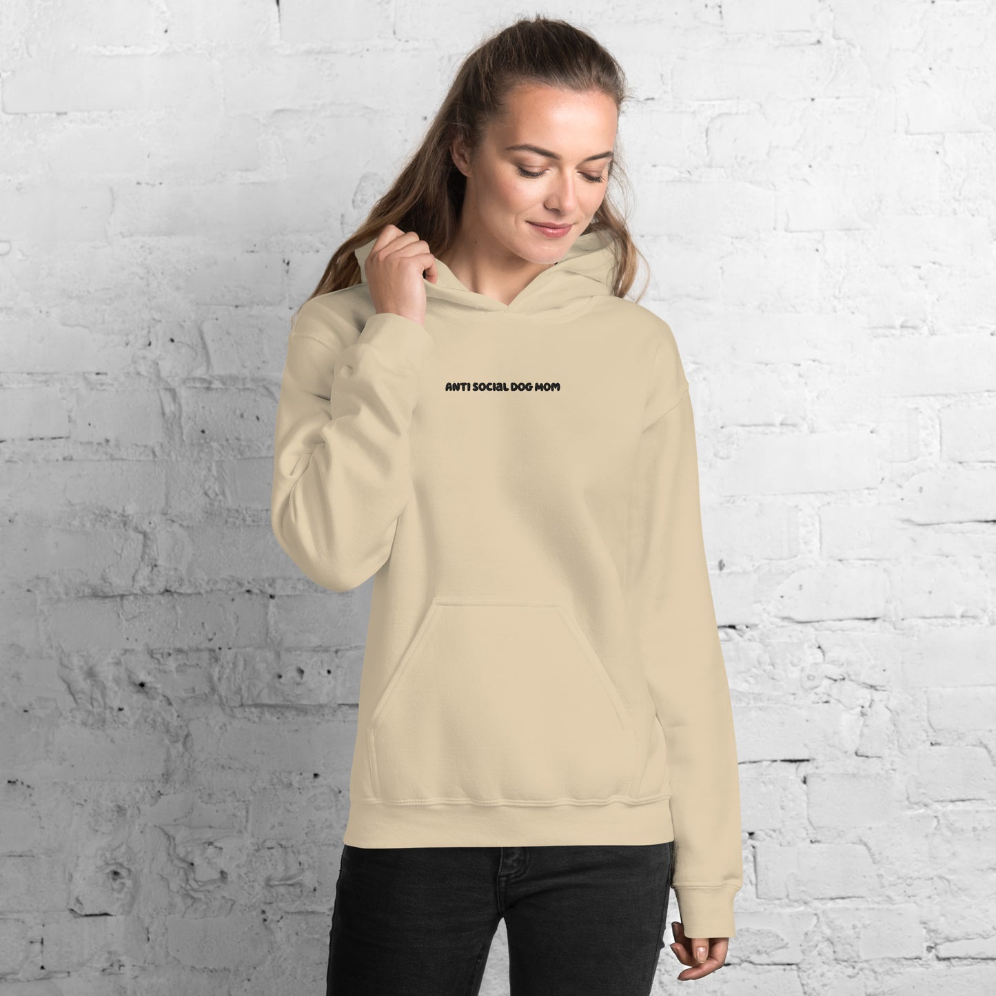 Bestickter Hoodie - Anti Social Dog Mom