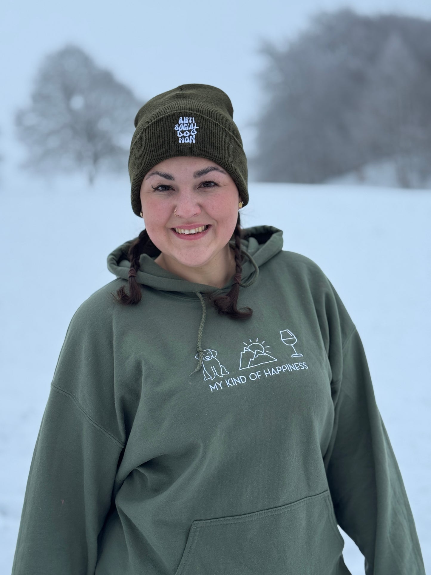 Bestickter Unisex Hoodie - My kind of happiness (Bergliebe)