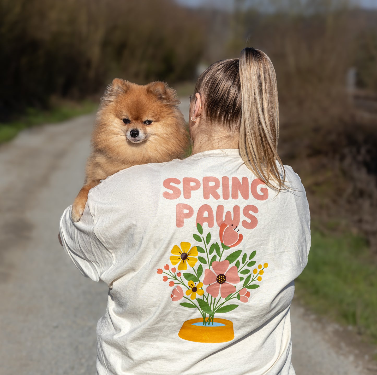 Frühlings Kollektion - Unisex T-Shirt - Spring Paws Flower Bowl Shirt